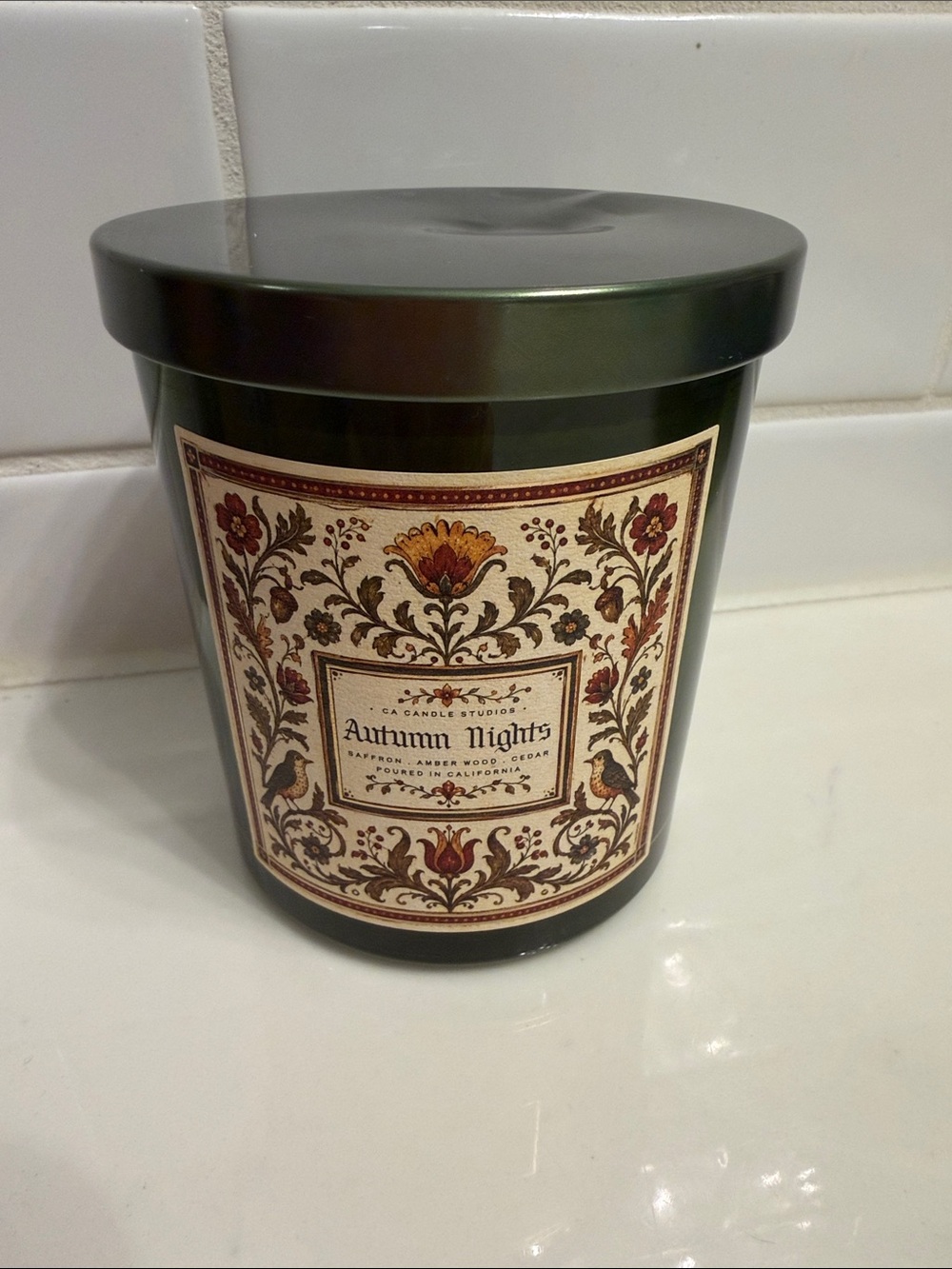 Autumn Nights Scented Candle - Green Jar